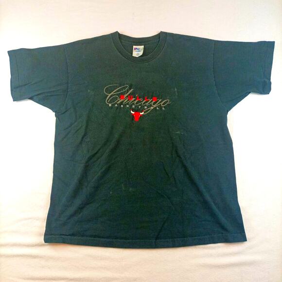 Vintage Pro Player Chicago Bulls Basketball Single Stitch T Shirt Sz XL Black - Picture 1 of 10
